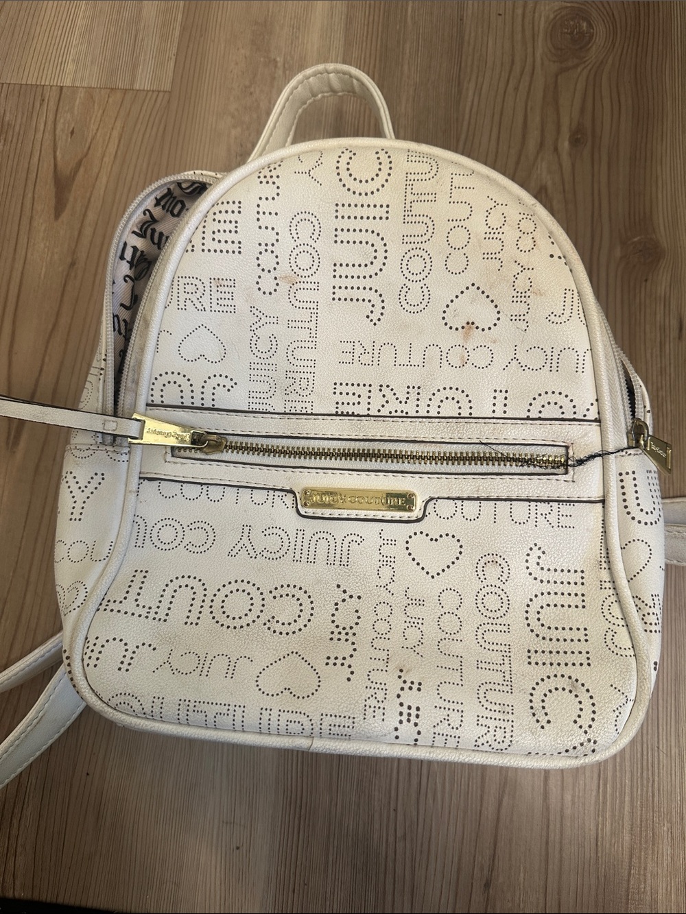 Juicy Couture Cream Perforated Logo Mini Backpack
